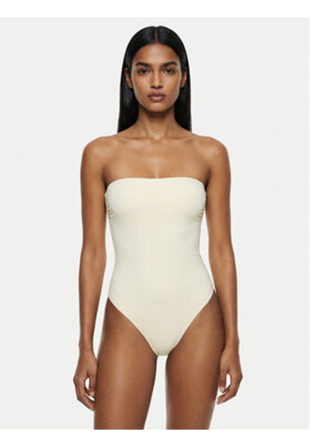 Calvin Klein Swimwear Strój kąpielowy LV00Q62709 Écru. Kolor: kremowy. Materiał: syntetyk