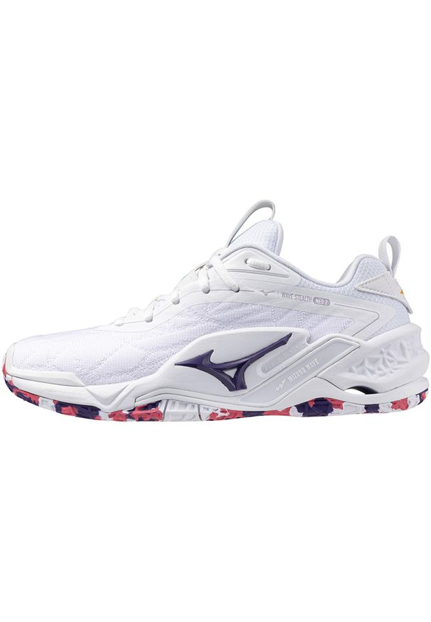 Damskie buty halowe Mizuno Wave Stealth Neo. Kolor: niebieski, wielokolorowy, biały. Model: Mizuno Wave. Sport: piłka ręczna