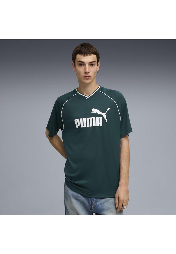 Puma - Męska koszulka piłkarska Essentials PUMA Green Terrain. Kolor: zielony. Sport: piłka nożna
