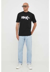 Karl Lagerfeld t-shirt męski kolor czarny z nadrukiem. Kolor: czarny. Materiał: materiał, dzianina. Wzór: nadruk #5