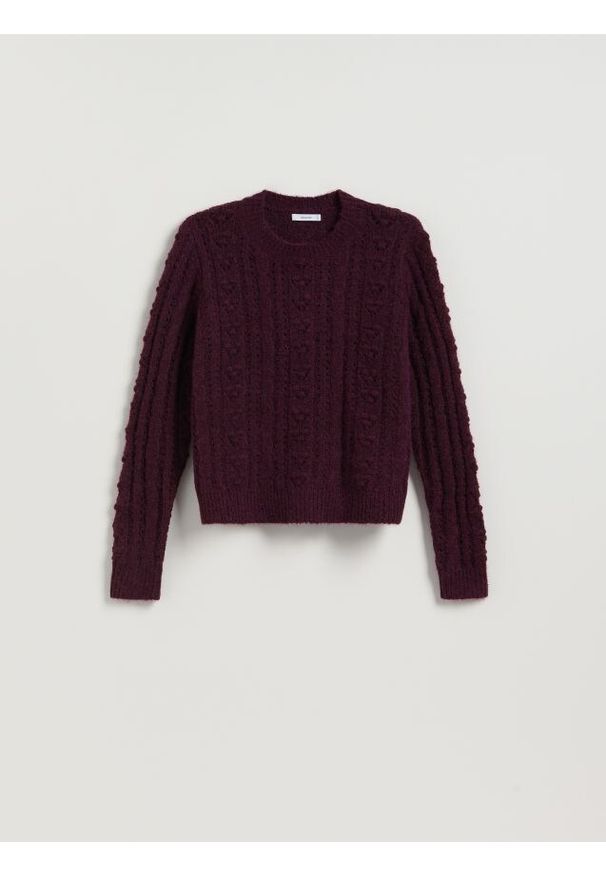 Reserved - Sweter z dodatkiem wełny - ciemnofioletowy. Kolor: fioletowy. Materiał: wełna