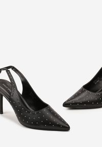 Renee - Czarne Sandały na Szpilce z Wiązanymi Rzemykami i Cyrkoniami Jenglla. Kolor: czarny. Obcas: na szpilce. Styl: wizytowy, elegancki #6