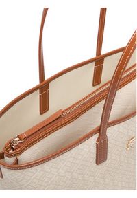 TOMMY HILFIGER - Tommy Hilfiger Torebka Th Monoplay Tote Le AW0AW17416 Beżowy. Kolor: beżowy. Materiał: skórzane #6