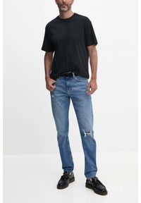 Calvin Klein - CALVIN KLEIN Błękitne męskie jeansy Slim Taper. Kolor: niebieski. Styl: elegancki #3