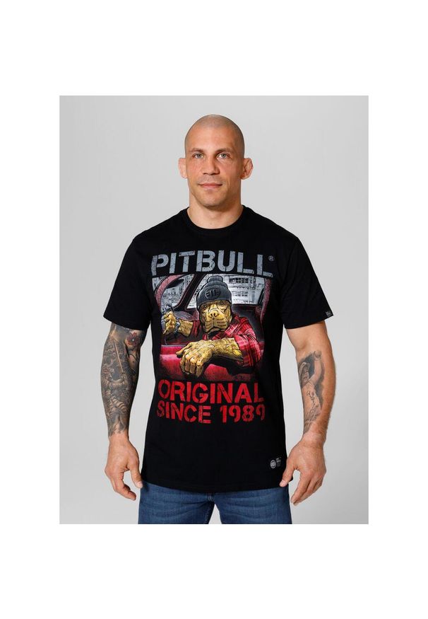 PITBULL - Koszulka bawełniana sportowy t-shirt dla dorosłych Drive. Kolor: czerwony, czarny, wielokolorowy. Materiał: bawełna