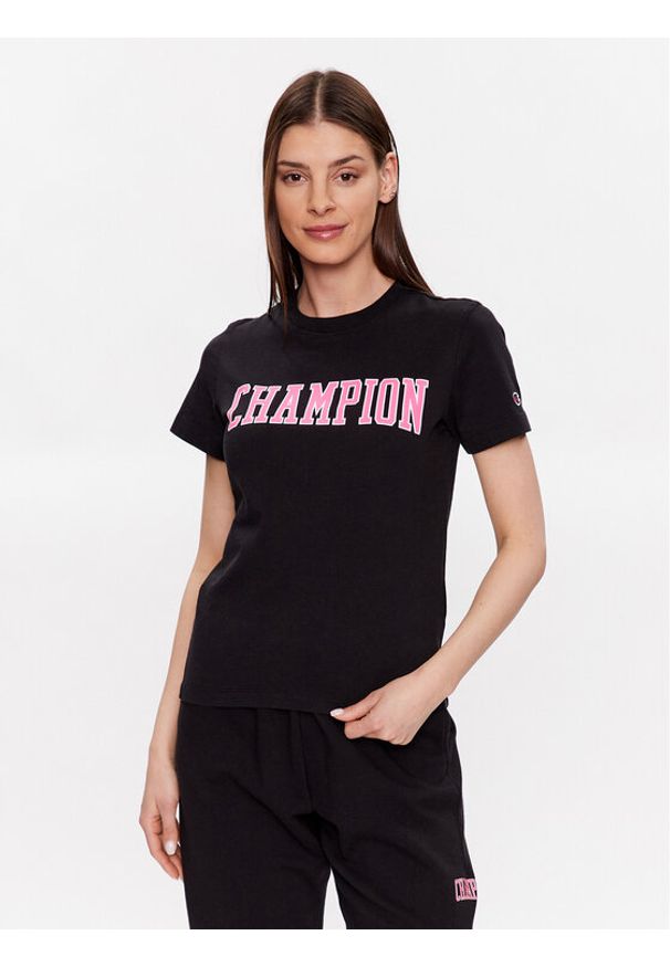 Champion T-Shirt 116084 Czarny Custom Fit. Kolor: czarny. Materiał: bawełna