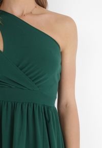 Born2be - Zielona Sukienka Maxi Na Jedno Ramię z Rozcięciem na Dole Jasminta. Okazja: na ślub cywilny, na imprezę, na wesele. Kolekcja: dla wysokich. Kolor: zielony. Długość rękawa: bez rękawów. Wzór: aplikacja. Typ sukienki: asymetryczne. Styl: elegancki. Długość: maxi #5