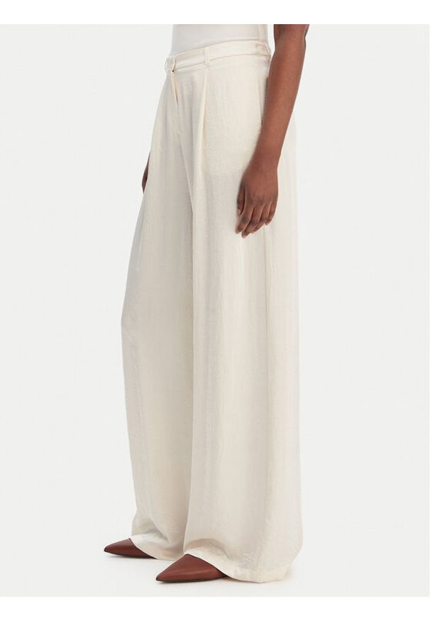Marella Spodnie palazzo Formato 2613131035 Écru Wide Leg. Kolor: kremowy. Materiał: acetat