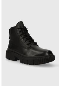 Timberland workery skórzane Greyfield Leather Boot damskie kolor czarny na płaskim obcasie TB0A5ZDR0011. Nosek buta: okrągły. Zapięcie: sznurówki. Kolor: czarny. Materiał: skóra. Obcas: na obcasie. Styl: klasyczny. Wysokość obcasa: niski #3