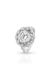 W.KRUK - Pierścionek srebrny Ażurowa. Materiał: srebrne. Kolor: srebrny. Wzór: ażurowy. Kamień szlachetny: cyrkonia