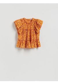 Reserved - Bluzka z wiskozą - pomarańczowy. Kolor: pomarańczowy. Materiał: wiskoza. Styl: klasyczny #1