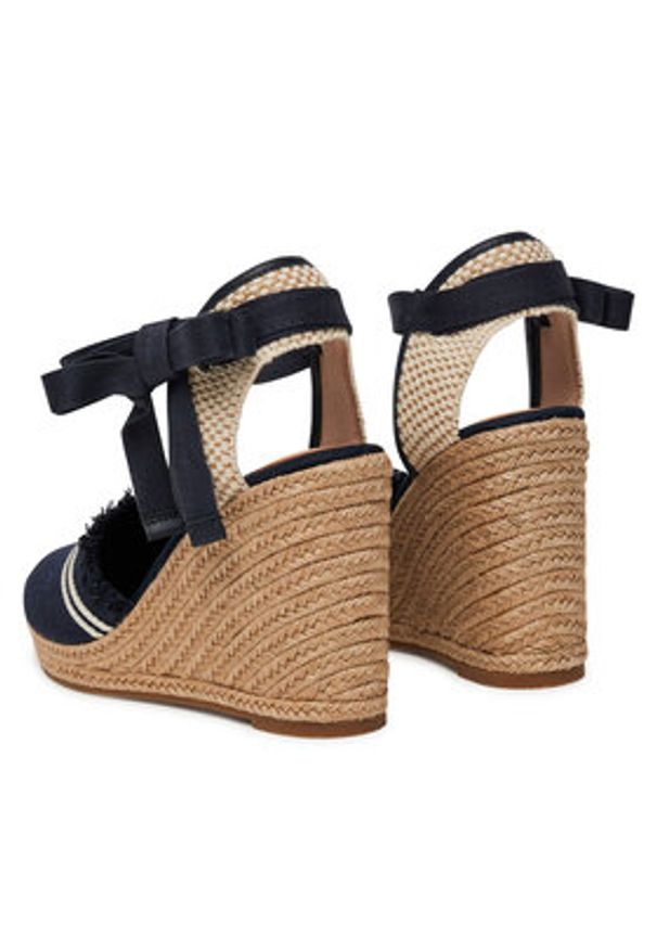 TOMMY HILFIGER - Tommy Hilfiger Espadryle Fringe Canvas High Wedge FW0FW08878 Granatowy. Kolor: niebieski. Materiał: materiał