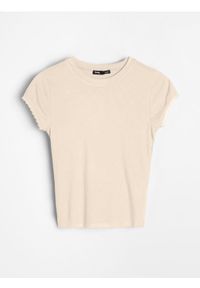 Sinsay - Koszulka z wiskozy - beżowy. Kolor: beżowy. Materiał: wiskoza #1