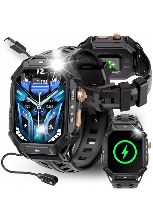 Smartwatch JG Smart SMARTWATCH MĘSKI MILITARNY WODOODPORNY ROZMOWY POLSKIE MENU AMOLED 1000mAh. Rodzaj zegarka: smartwatch. Styl: militarny