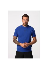 JAY-PI - Męski T-shirt fitness okrągły dekolt rękaw 1/2 nadruk z tyłu. Kolekcja: plus size. Kolor: niebieski. Materiał: bawełna, elastan, materiał. Wzór: nadruk. Sport: fitness