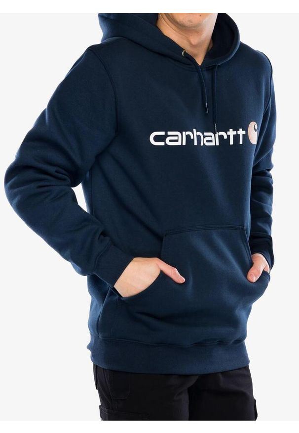 Bluza z kapturem męska Carhartt Signature Logo Sweatshirt. Typ kołnierza: kaptur. Kolor: niebieski