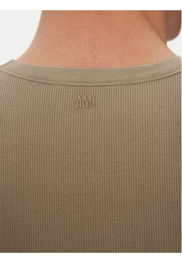 AMI PARIS Tank top HTK060.JE0117 Khaki Regular Fit. Kolor: brązowy. Materiał: bawełna