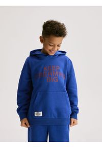 Reserved - Bluza z kapturem - niebieski. Typ kołnierza: kaptur. Kolor: niebieski. Materiał: bawełna, dzianina