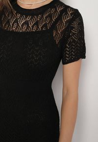 Born2be - Czarna Ażurowa Sukienka z Wiskozą Zoriena. Okazja: na co dzień. Kolor: czarny. Materiał: wiskoza. Długość rękawa: na ramiączkach. Wzór: ażurowy. Typ sukienki: proste. Styl: casual, elegancki, boho #2