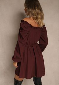 Renee - Brązowa Gorsetowa Sukienka Hiszpanka Vices z Guzikami i Bufiastymi Rękawami Resena. Typ kołnierza: dekolt gorset, dekolt hiszpanka. Kolor: brązowy. Materiał: skóra, bawełna. Typ sukienki: gorsetowe #3