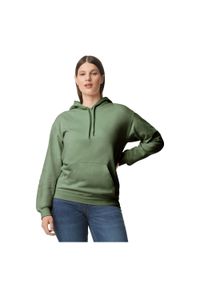 GILDAN - Bluza Z Kapturem Dla Dorosłych Unisex Softstyle Fleece Midweight. Typ kołnierza: kaptur. Kolor: zielony. Materiał: poliester, bawełna