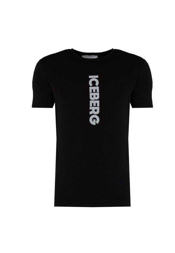 Iceberg T-Shirt "C-Neck" | F013639A | Mężczyzna | Czarny. Okazja: na co dzień. Kolor: czarny. Materiał: bawełna, elastan. Wzór: nadruk. Styl: elegancki, casual