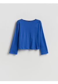 Reserved - Bawełniany longsleeve - niebieski. Kolor: niebieski. Materiał: bawełna. Długość rękawa: długi rękaw #1