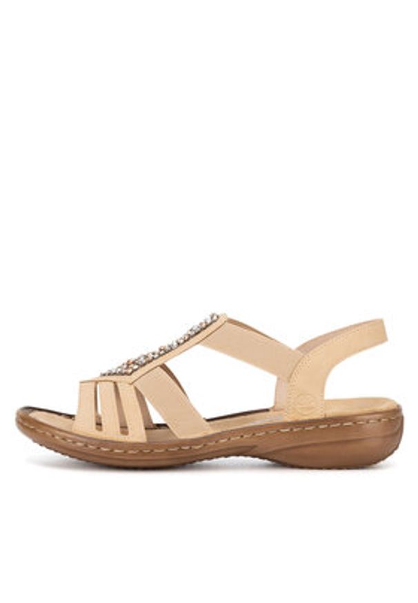 Rieker Sandały 60803-20 Beżowy. Kolor: beżowy. Materiał: syntetyk