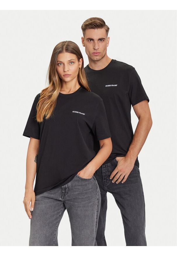 Guess Jeans T-Shirt M5BI78 K8FQ4 Czarny Regular Fit. Kolor: czarny. Materiał: bawełna