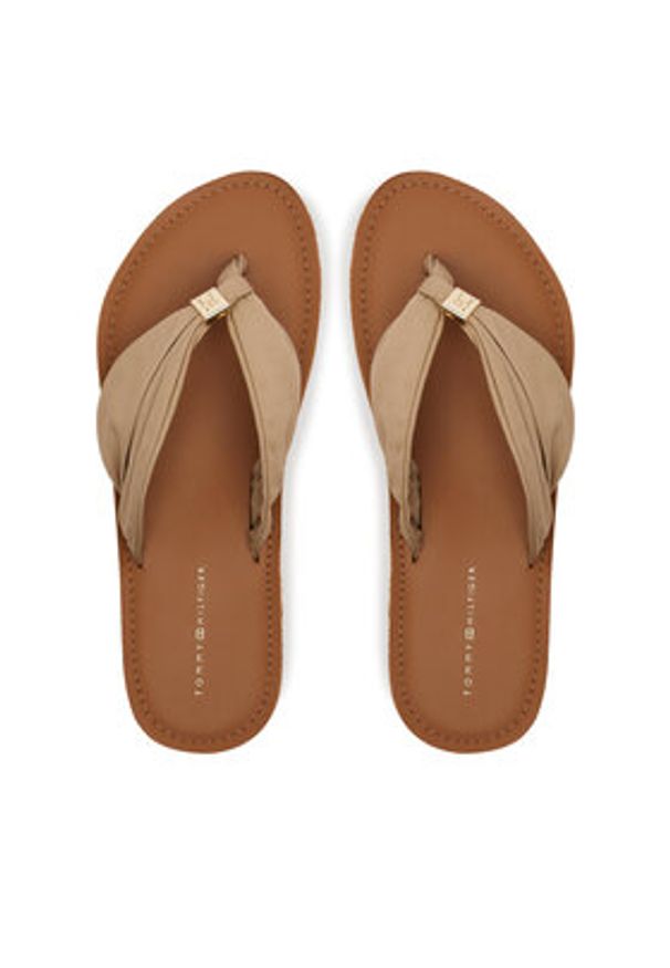 TOMMY HILFIGER - Tommy Hilfiger Japonki Th Elevated Beach Sandal FW0FW06985 Brązowy. Kolor: brązowy. Materiał: materiał