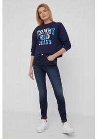 Tommy Jeans jeansy SYLVIA CE161 damskie high waist. Stan: podwyższony. Kolor: niebieski