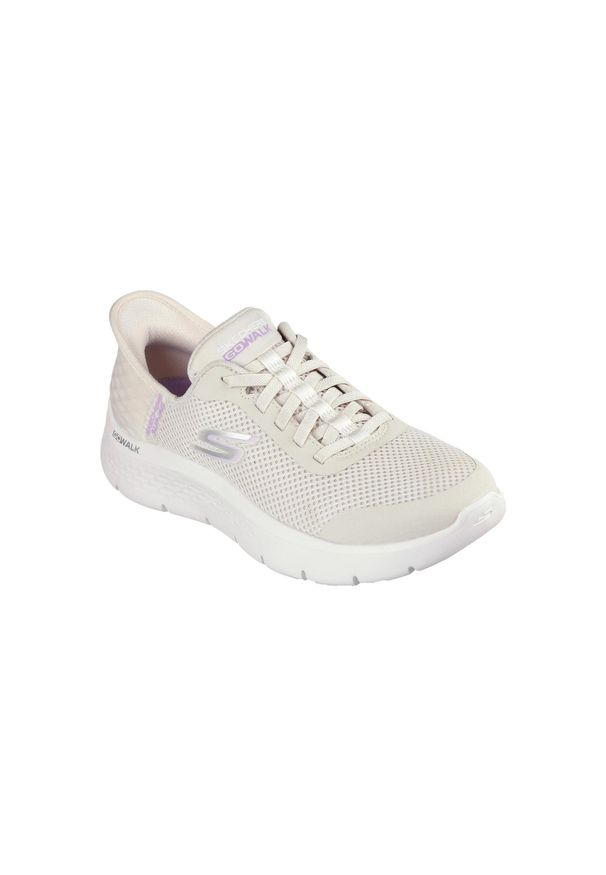 skechers - Buty SKECHERS GO WALK FLEX GRAND ENTRY Beżowy. Kolor: beżowy, biały, wielokolorowy. Materiał: materiał. Model: Skechers Sport. Sport: turystyka piesza