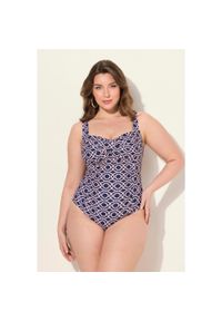 ULLA POPKEN - Damski Kostium kąpielowy drapowanie miękkie miseczki. Kolekcja: plus size. Kolor: niebieski. Materiał: materiał, elastan, poliamid #1