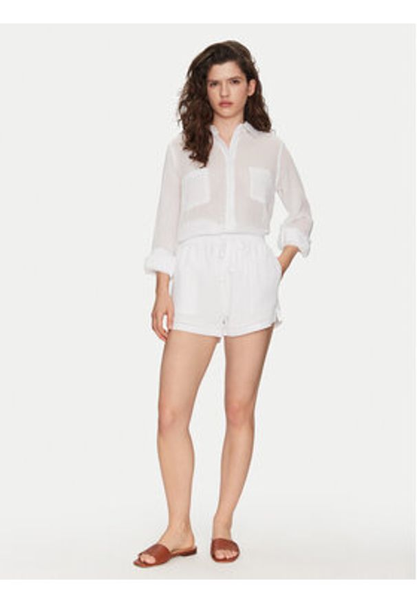 Seafolly Koszula Breeze 55428-TO Biały Regular Fit. Kolor: biały. Materiał: bawełna