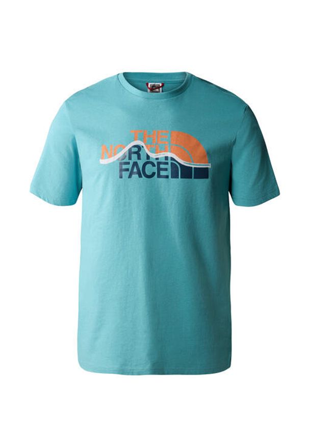 Koszulka turystyczna męska The North Face M Mountain Line Tee. Kolor: niebieski. Sport: turystyka piesza