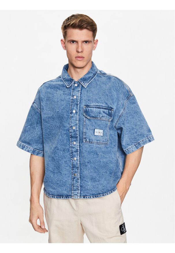 Calvin Klein Jeans Koszula jeansowa J30J322775 Niebieski Regular Fit. Kolor: niebieski. Materiał: bawełna