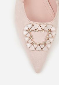 Born2be - Różowe Sandały na Szpilce z Cyrkoniową Klamrą Elinvyra. Okazja: na co dzień. Zapięcie: klamry. Kolor: różowy. Materiał: jeans. Obcas: na szpilce. Styl: casual #8