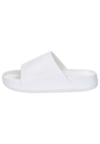 Klapki męskie Nike Calm Slide. Zapięcie: bez zapięcia. Kolor: biały. Materiał: syntetyk, materiał. Szerokość cholewki: normalna. Sport: turystyka piesza, pływanie, fitness