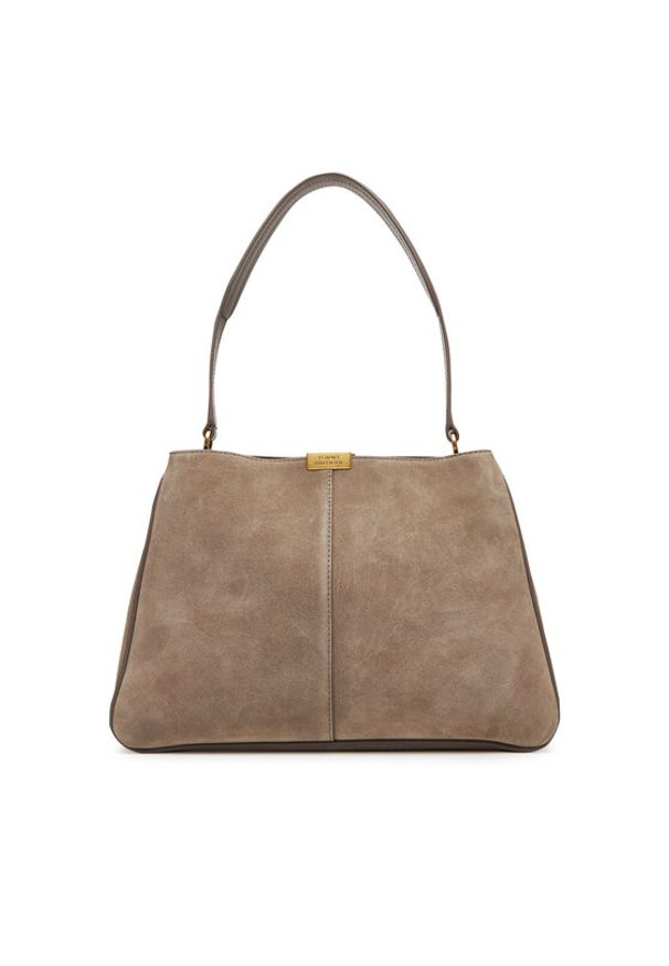 TOMMY HILFIGER - Tommy Hilfiger Torebka Casual Leather Shoulder Bag Sued AW0AW18201 Beżowy. Kolor: beżowy. Materiał: skórzane, zamszowe. Styl: casual
