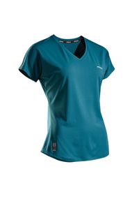 ARTENGO - Koszulka tenisowa TS Soft 500 damska. Kolor: niebieski, wielokolorowy, turkusowy. Materiał: materiał, poliester, elastan. Długość: krótkie. Sport: tenis