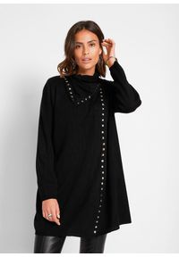 bonprix - Długi sweter rozpinany z ćwiekami. Kolor: czarny. Długość: długie #1