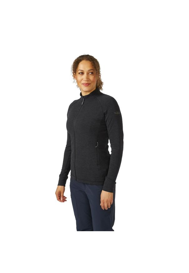 Bluza polarowa damska Rab Nexus Jacket rozpinana. Kolor: czarny. Materiał: polar
