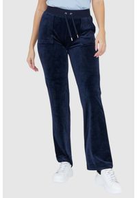 Juicy Couture - JUICY COUTURE Granatowe damskie spodnie Del Ray Pocket Pant, Rozmiar XS. Kolor: niebieski. Materiał: dresówka, welur #1