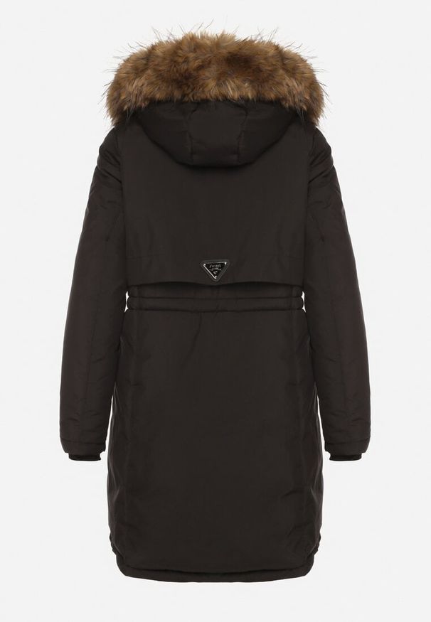 Born2be - Czarna Casualowa Kurtka Parka z Kapturem z Futerkiem Nallorea. Okazja: na co dzień. Typ kołnierza: kaptur. Kolor: czarny. Materiał: futro. Styl: casual