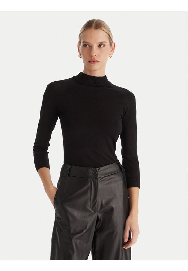 ACCESS FASHION Golf 54-8072 Czarny Regular Fit. Typ kołnierza: golf. Kolor: czarny. Materiał: wiskoza