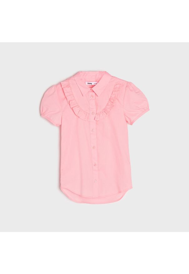 Sinsay - Koszula z bufiastymi rękawami - Różowy. Kolor: różowy