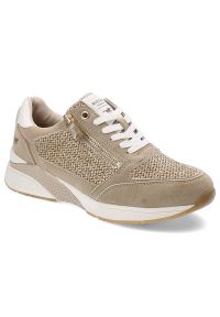 Beżowe Sneakersy Mustang Modne Obuwie Damskie. Kolor: beżowy. Materiał: materiał. Styl: klasyczny #1
