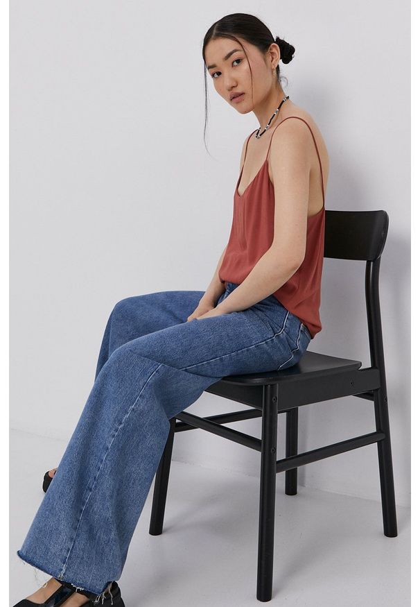 Superdry - Top. Okazja: na co dzień. Kolor: pomarańczowy. Długość rękawa: na ramiączkach. Styl: casual