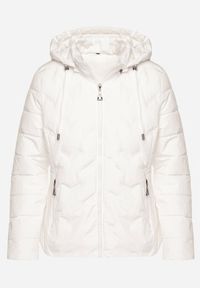 Renee - Biała Pikowana Kurtka Przejściowa z Kapturem Cinetta. Typ kołnierza: kaptur. Kolor: biały. Materiał: poliester, jeans. Styl: elegancki #5
