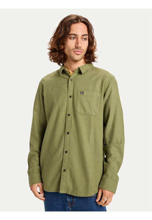 Quiksilver Koszula Motherfly Solid EQYWT04651 Zielony Regular Fit. Kolor: zielony. Materiał: bawełna